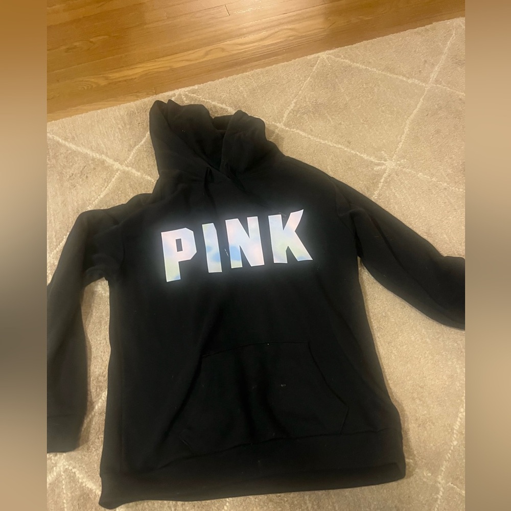 XS Black PINK Hoodie with tie dye lettering